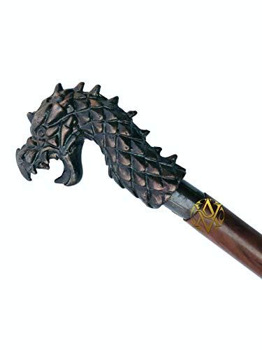 Brass Handle Victorian Telescope Foldable Wooden Walking Stick Cane Ideal Vintage Gift Men Women Father/Mother - style: Dragon