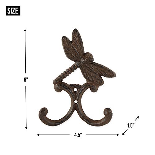 DII Cast Iron Decorative Wall Hook Set, Dragonfly, 2 Count - size: Dragonfly