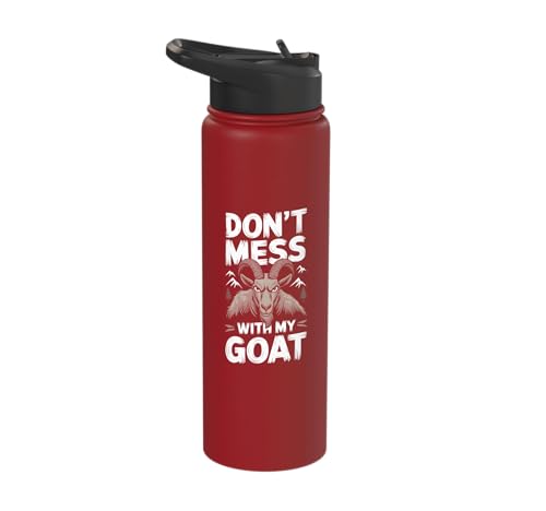 Don´t Mess With My Goat Cute Coat Pygmy Goat Farmer Stainless Steel Insulated Water Bottle - color: Red