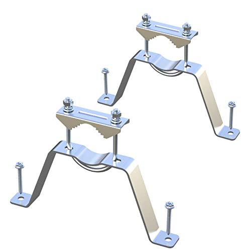 2 PCS Stainless Steel Antenna Mount Double Wall Mount Antenna Mast Clamp V Jaw Bracket Accessories Kit [ Without The Pole ] for TV CB Ham Outside Home