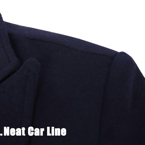 APTRO Men's Full Length Trench Coat Long Wool Overcoat Winter Windbreaker - color: Solid Navy, size: X-Small