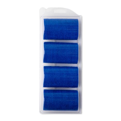 OVIK Health PowerFlex Equine – Extra Strong Self-Adhering Bandage Wrap – Wound Care, Compression & Support Bandage for Horses, Cows & Dogs – Blue, 4 inch, 4 Rolls (Resealable Case) - color: Blue