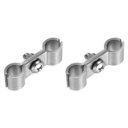 HARFINGTON 2pcs Chain Link Fence Panel Clamps 15/32" Stainless Steel Dog Kennel Clamps Fence Connector Temporary Dog Cage Hardware Parts with Bolts and Nuts for Round Pipe Panel - size: 15/32"