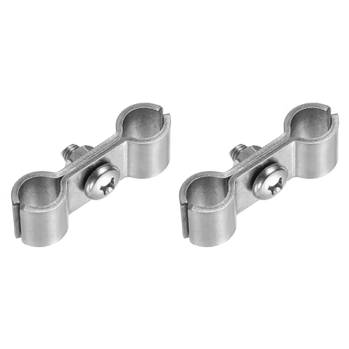 HARFINGTON 2pcs Chain Link Fence Panel Clamps 15/32" Stainless Steel Dog Kennel Clamps Fence Connector Temporary Dog Cage Hardware Parts with Bolts and Nuts for Round Pipe Panel - size: 15/32"
