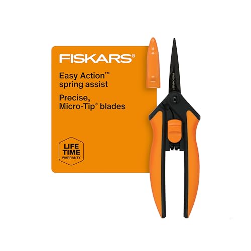Fiskars 6" Non-Stick Pruning Snips, Resin-Resistant Garden Scissors | Garden Shears for Weeds, Flower Buds & Small Plants, Steel Blades Stay Sharp, Easy Action Spring, SoftGrip Handles - style: Non-Stick Snips