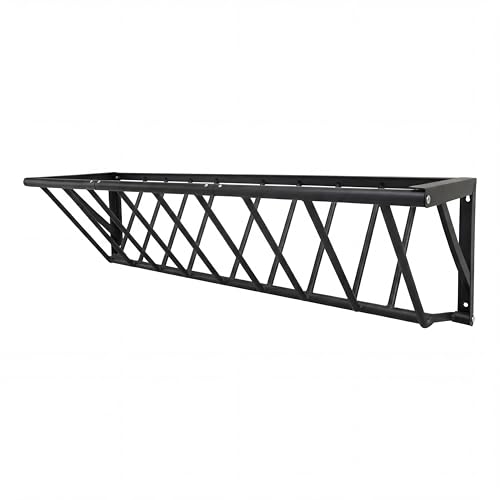 Patikuin Heavy Duty Wall Mounted Hay Feeder Rack, 27"/63" Optional Sizes, Carbon Steel Rust-Resistant Livestock Feeding Trough for Horses, Goats, Cattle, Space-Saving Farm & Stable Tool - size: 63 inch