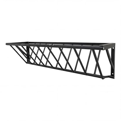 Patikuin Heavy Duty Wall Mounted Hay Feeder Rack, 27"/63" Optional Sizes, Carbon Steel Rust-Resistant Livestock Feeding Trough for Horses, Goats, Cattle, Space-Saving Farm & Stable Tool - size: 63 inch
