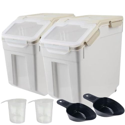 Saim 2 Pack 50lb Flour & Rice Storage Container Bin, Rice Dispenser (Grey) - color: 2Pack 50lb Grey