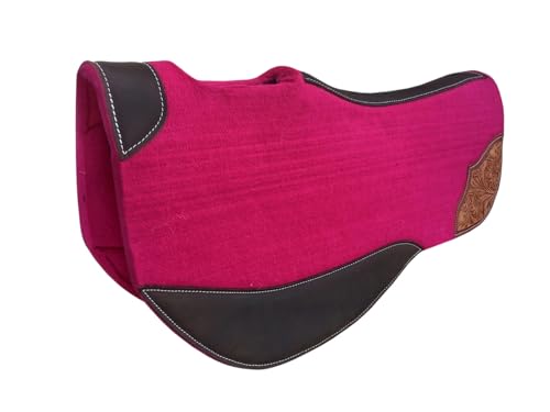 Horse 32"x32" Western Contoured Wool Felt Cotton Bareback Saddle Pad 39259 - color: Pink
