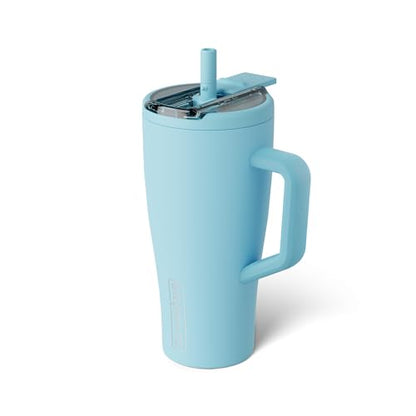 BrüMate Era Flip 30oz Tumbler with 100% Leakproof Covered Straw Lid | Hygienic Covered Straw | Insulated Stainless Steel Water Bottle with Handle | Cup Holder Friendly | BPA-Free (Glacier) - color: Glacier, size: 30 Ounces