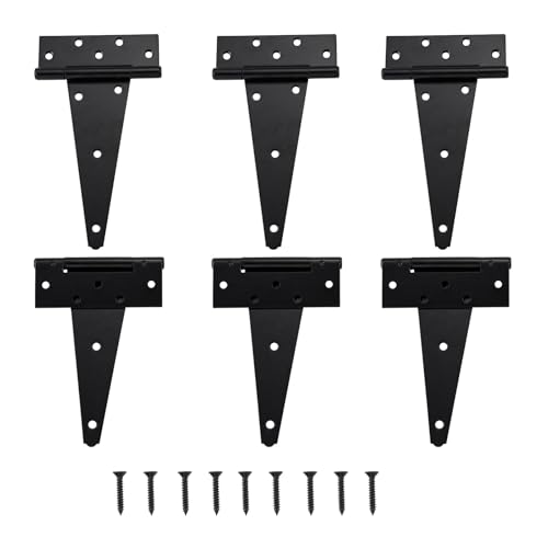 HOME MASTER HARDWARE 10" Heavy Duty Gate Hinges, 6 Pack T Strap Hinges - size: 10 in-6 Pack