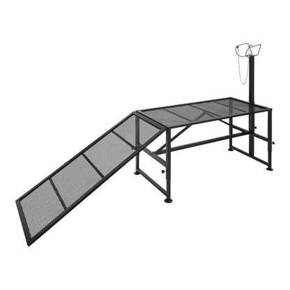 Milking Stand with a Ramp, Adjustable Milking Stand, Metal Goat Stand for Trimming Hooves 500 Lbs for Small Sheep and Goat