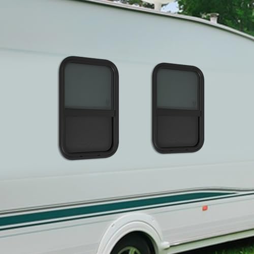 Vertical Sliding Black RV Window for Teardrop, Cargo, Horse Trailer, Marine Camper Window Replacement,15" Wide x 22" Tall, 2 Pack (15"x22") - size: 15"x22"
