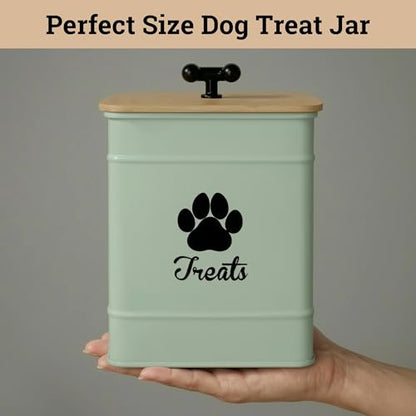 Dog Treat Container Airtight, 6"W x 8"H, Powder Coated, 12 Cup Capacity - color: Sage Green