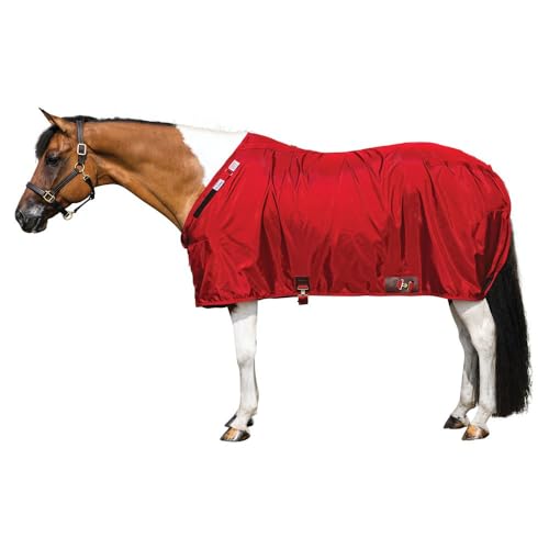 Dura-Nylon Horse Stable Sheet | Ultimate Comfort & Protection Horse Sheet | Keeps Coats Smooth & Shiny - color: Red, size: Horse Size 72, style: V-Free | Closed Front | Legstrap
