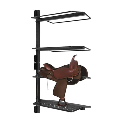 4-Tier Wall Mounted Saddle Rack, Heavy Duty Steel Saddle Storage Rack with Adjustable Spacing, 55 Lb per Tier Horse Tack Organizer for Barn Home Garage, Stables, Garages, Barns, Utility Rooms