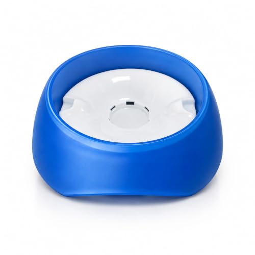 Blue No Spill Dog Water Bowl, Pet Floating Water Bowl No Wet Mouth, Anti Splash & Anti Tip Slow Water Feeder, Keeps Fur Dry Clean Drinking Bowl for Dogs & Cats, Large Capacity Travel Friendly - color: Blue, White