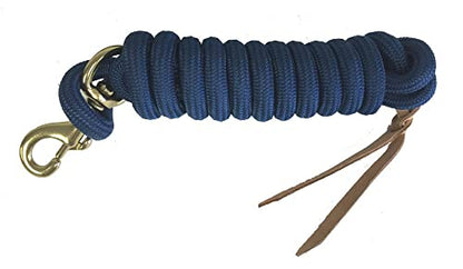 AJ Tack 9 Ft Nylon Lead Rope, 5/8 in, Leather Popper - color: Navy Blue