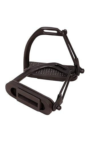 Peacock Black Matte Safety Stirrups Horse Riding S/Steel with TREADS, Horse Stirrups, Equestrian Peacock Safety Stirrups for Adults/Childerns - size: 5" inch