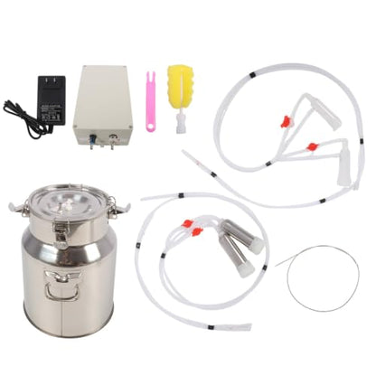 Nakkaa 14L 2 in 1 Goats and Cows Electric Milking Machine | Suction Pulsation Vacuum Pump Milker, Portable Milker, with Stainless Steel Bucket, Stable Continuous Vacuum Pressure