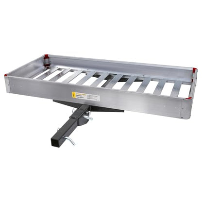 MaxxHaul 50149 500-lb Capacity 50 inch x 22 inch Hitch Mount Premium Folding Aluminum Cargo Carrier Rack Basket with High Side Rails and Reflector Lens for Added Safety - style: 50149- Folding ALuminum Cargo Carrier