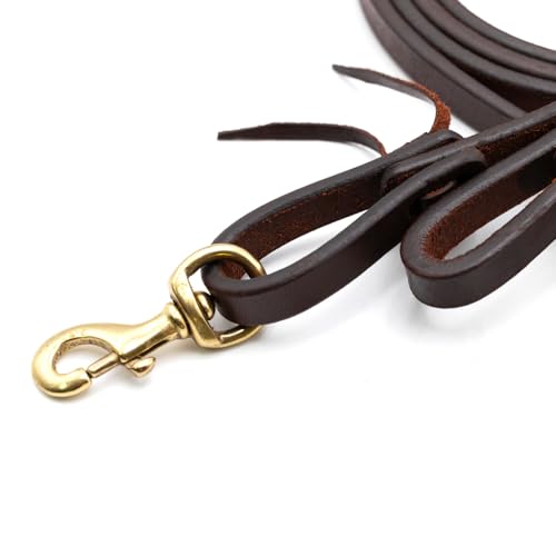 Jeffers Equine LuxeLeather Heavy Oiled Western Leather Horse Reins – Split, Laced & Roping Styles with Tie or Snap Ends for Riding & Training - size: 5/8" x 8'