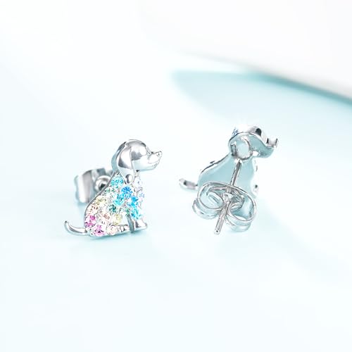 Cat Dinosaur Dragon Horse Stud Earrings for Women,Animal Wolf Sloth Fox LLama Butterfly Earrings Gifts Jewelry - color: Stud Dog