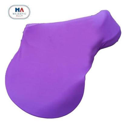Majestic Ally English Saddle Cover with Adjustable Handle, 4-Way Stretch Spandex/Elastane Fabric, Multiple Colors (Purple) - color: Purple