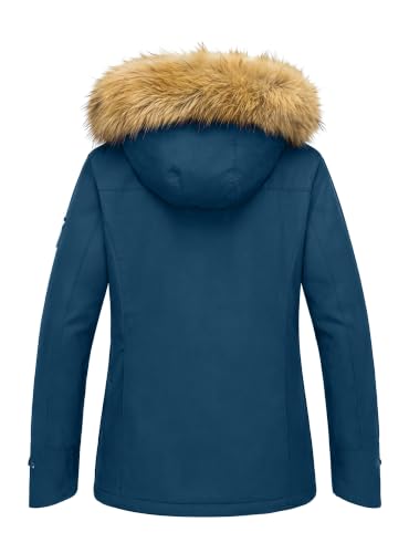 wantdo Women's Waterproof Ski Jacket Warm Fleece Lined Snow Winter Coat - color: Navy, size: Large