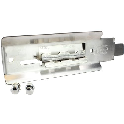 Roll-Lite Stainless Steel Latch, with Thick Flange and Hardware for Wayne Dalton, Roll-Lite, Roll-Right, Trac-Rite, Epic Doors, with Minor Surface Marks - size: SS-RL2SX