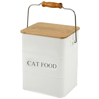 Farmhouse Cat Food Storage Container,6L Cat Food Canisters,Pet Foods Container Hold 5~6lbs Cat Food Treats,Airtight Cats food Storage with Lid and Scoop,Kibble Containers Countertop-White - color: white