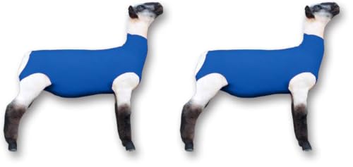 Show Pro Blue Spandex Lamb Tube for Show Sheep & Lamb - Show Livestock Supplies: Sheep Covers & Blankets - size: Medium (Pack of 2)