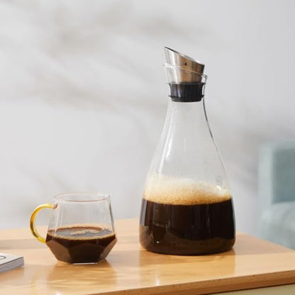 Purefold 50 Oz Borosilicate Glass carafe with Lid 1.5 Liter Glass Pitcher | Heat resistant 0–300°F. Ideal for iced tea, lemonade, juice & cold water. Dishwasher safe, fridge friendly, stovetop safe. - size: 50 Ounces
