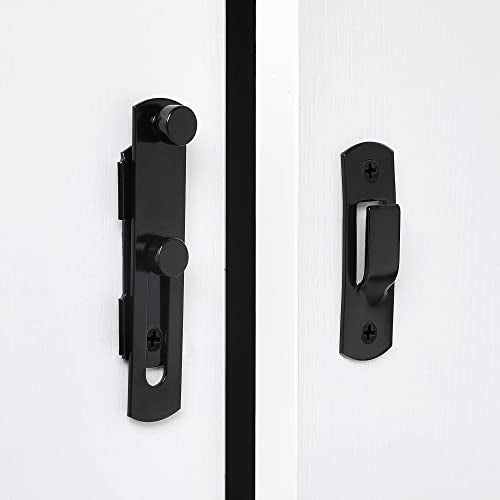 2 Packs Black Stainless Steel Barn Door Latch Bi-fold Door Lock - color: Black