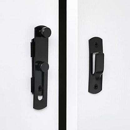2 Packs Black Stainless Steel Barn Door Latch Bi-fold Door Lock - color: Black