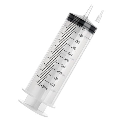500ml Large Syringe, Epoxy Plastic Syringes for Liquids with Tip Adapter | 500cc Syringe for Scientific Labs, Measuring, Watering, Refilling, Filtration, Plants, Multiple Uses, Individually Sealed - style: 500 ML