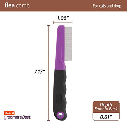Hartz Groomer's Best Flea Comb for Dogs and Cats, Fine-Toothed Gentle Pet Comb for Detangling or Dematting Face & Paws (Pack of 1) - size: 1 Count (Pack of 1)