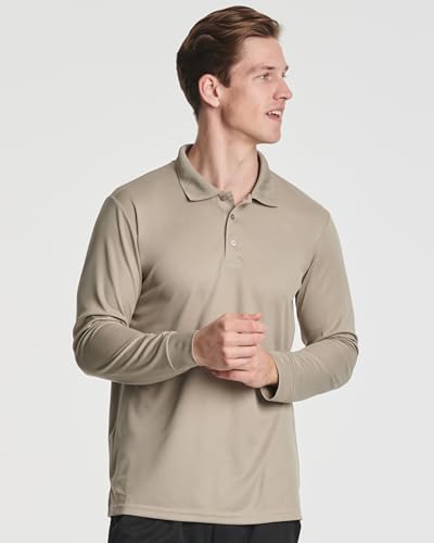 3 Pack Mens Long Sleeve Polo Shirts Dry Fit Golf Work Casual Collared Tops - color: Set 8, size: Small
