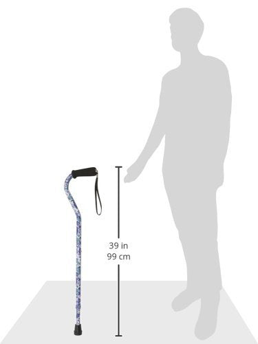 DMI Adjustable Designer Cane with Offset Handle - color: Purple Flowers, size: 1 Count (Pack of 1)
