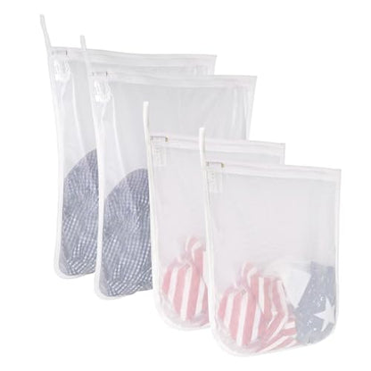 GOGOODA 4 Pack Delicates Laundry Bags, Fine Mesh Wash Bag with Hanging Loop - size: 2 Medium, 2 Large