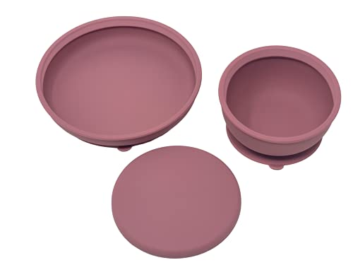 | Silicone Assist Plate and Assist Bowl Combo Pack for Toddler and Baby | Baby-Led Feeding (Dusty Rose) - color: Dusty Rose