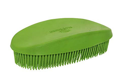 Grewal Equestrian Oval Face Grooming & Bathing Curry Brush for Horses, Dogs, Cats, & Other Pets - Very Soft Bristles (Lime Green) - color: Lime Green
