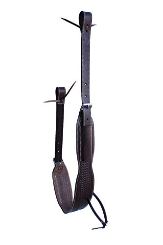 CHALLENGER Horse Western Basketweave Tooled Leather Rear Flank Saddle Cinch Billets 9780 - color: Dark Brown