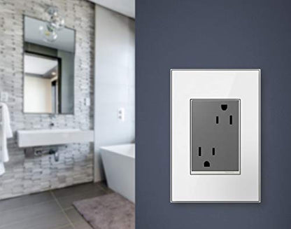 Legrand adorne 15A Plus-Size Tamper-Resistant Outlet With Matching Wall Plate, 4-Pack (Magnesium Finish), ARTR153M4WP - color: Magnesium, size: 4-Pack With Wall Plate