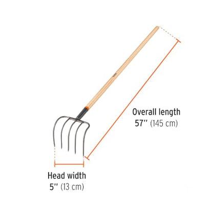 Truper 4-Tine Forged Cultivator Fork (Model 10568 / CUL) | 54-Inch Pine Wood Handle, Heavy-Duty High-Carbon Steel Cultivator for Breaking Bales, Straw, Manure, and Soil Aeration