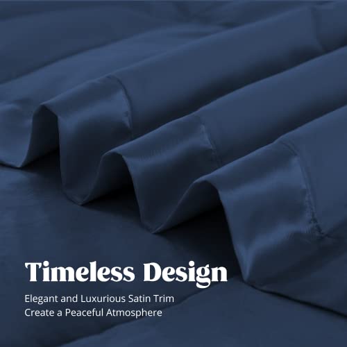 puredown® Blankets King Size - Soft Lightweight Down Blanket for All Seasons, Cozy Warm Luxury Bed Blanket with Satin Trim, Microfiber Cover, Navy Blue (108"X90") - color: 06 Navy Blue, size: King