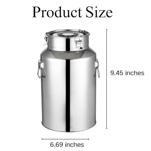 Milk Can 5L/1.32Gal Stainless Steel Seamless Milk Jug Milk Pail Milk Bucket with Handle Protable Liquid Container for Home, Farm, Transport