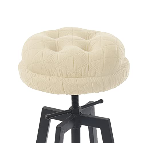 BUYUE Round Bar Stool Seat Cushion, Dia.12 Luxury Fashion Jacquard with Anti-Skid Silicone Bar Stool Cushion Padded (Beige, S,1 Count) - color: Beige, style: Round S