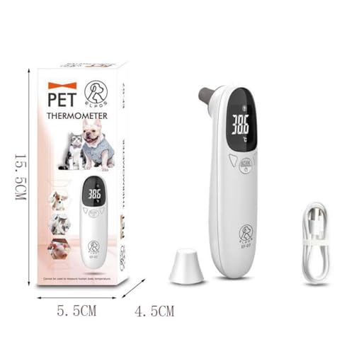 Pet Thermometer for Dogs, Cats, and Livestock, Fast Digital Veterinary Thermometer with Long Probe, Comfortable Flexible Tip, Waterproof Design (White)