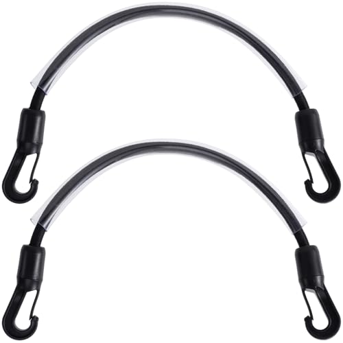 2pcs Nylon Horse Blanket Leg Straps, 16.5 Inch Elastic Tail Strap Cord Replacement with Double-Ended Clips, Adjustable Horse Bucket Straps for Horses Stalls Driving Equipment- Black